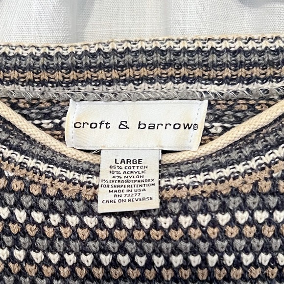 Croft & Barrow Women’s Size Large Polka Dot Pullover Sweater Textured Gray & Tan - Picture 3 of 3